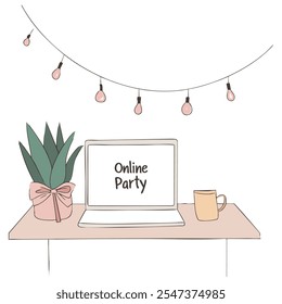 Online Party Celebration Setup for virtual celebrations or remote gatherings.