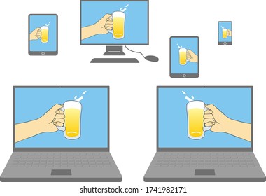 Online party (Created with vector data)