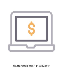 online pay colour line vector icon