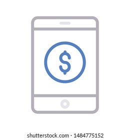 online pay colour line vector icon 