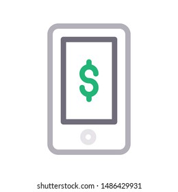 online pay colour line vector icon