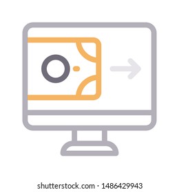 online pay colour line vector icon