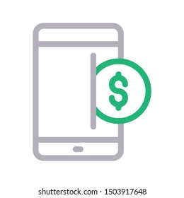 online pay colour line vector icon