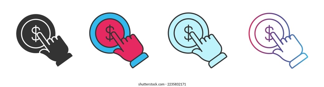 Online pay different style icons set. Outline and filled vector sign.