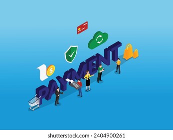 Online pay and electronic bill payment. Security transaction isometric 3d vector concept