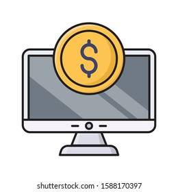 online pay flat color line icon 