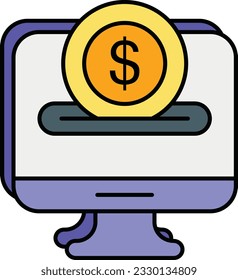 A online pay flat outline icon design