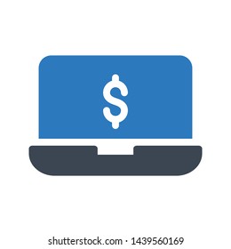 online pay glyph color vector icon