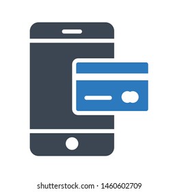 online pay glyph colour vector icon