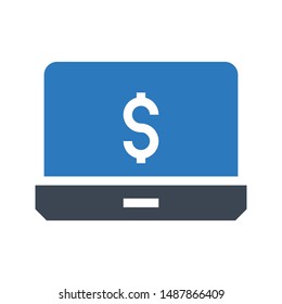 online pay glyph colour vector icon