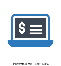 online pay glyph colour vector icon
