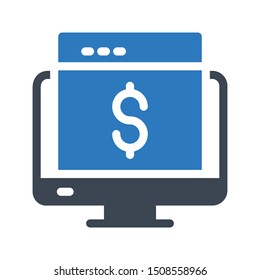 online pay glyph colour vector icon