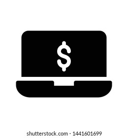 online pay glyph flat vector icon