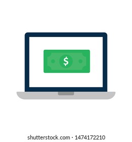 online pay glyph flat vector icon