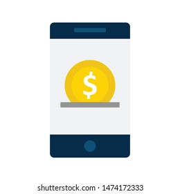 online pay glyph flat vector icon