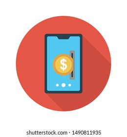 online pay glyph flat vector icon