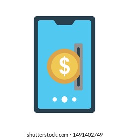 online pay glyph flat vector icon