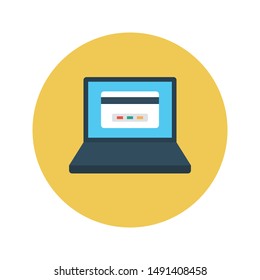 online pay glyph flat vector icon