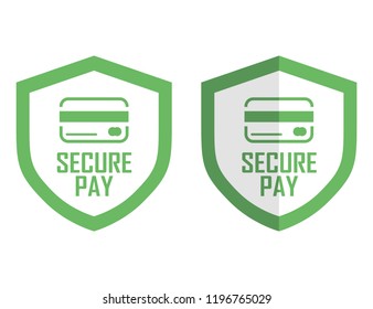 online pay shield with words secure pay and credit card