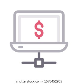 online pay vector color line icon 