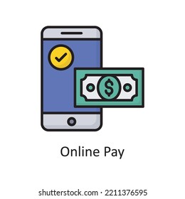 Ilustración de diseño de iconos de esquema rellenado con un vector de pago en línea. Símbolo de banca y pago en fondo blanco EPS 10 Archivo