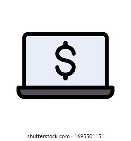 online pay vector flat color icon 