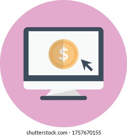 online pay vector flat color icon