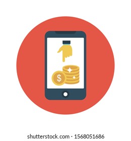 online pay vector flat  colour  icon 