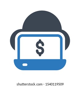 online pay vector glyph color  icon