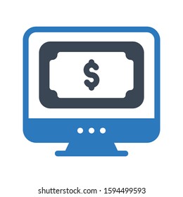 online pay vector glyph color icon 