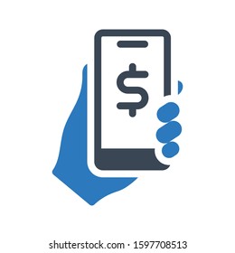 online pay vector glyph color icon 