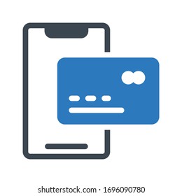 online pay vector glyph color icon 