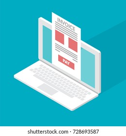 Online Paying taxes, payment, invoice. Financial accounting. Vector illustration