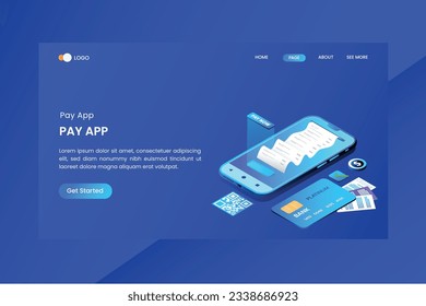 Online Payment App Isometric Concept Landing Page