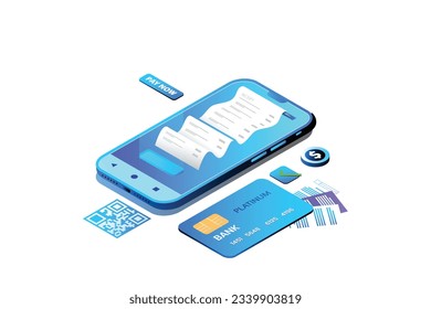 Online Payment App Isometric Concept Landing Page