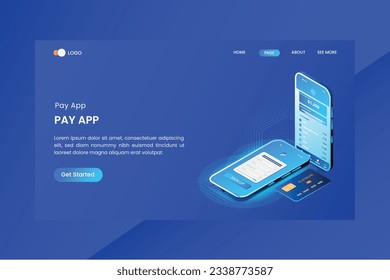 Online Payment Application Isometric Concept Landing Page