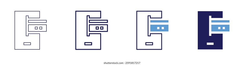 Online payment apps icon in 4 different styles. Thin Line, Line, Bold Line, Duotone. Duotone style. Editable stroke.