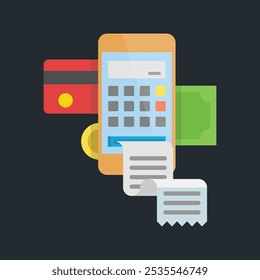 online payment bill on smartphone screen in flat vector design