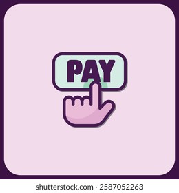 Online Payment Button Icon: Finger Taps to Pay