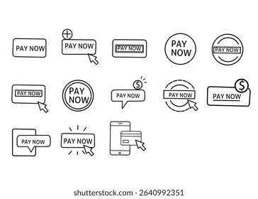 Online Payment Call to Action Line Art Buttons