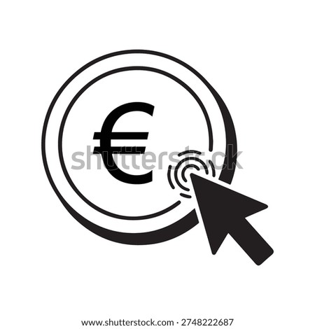 Online Payment Click Euro Icon in Minimal Monochrome Vector Style.