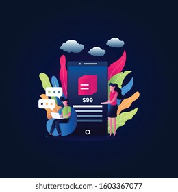 online payment with computer.  modern flat design isometric.