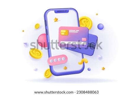Online payment concept 3D illustration. Vector illustration for modern web design
