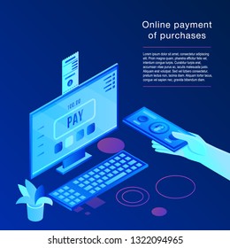 Online payment concept background. Isometric illustration of online payment vector concept background for web design