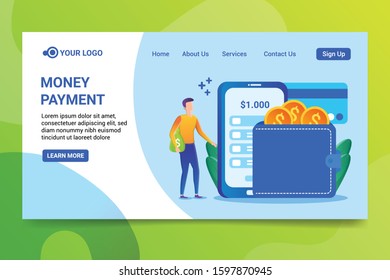 Online Payment Concept, Character design of people transferring money with ATM on a smartphone. Suitable for web landing pages, UI, mobile applications, banner templates. Vector illustration