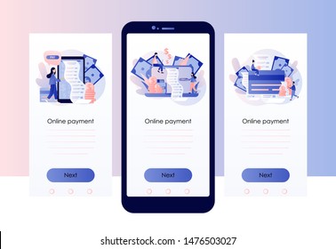 Online payment concept. Digital bill. Screen template for mobile smart phone. Modern flat cartoon style. Vector illustration