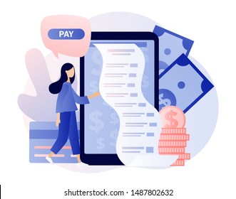 Online payment concept. Digital bill. Modern flat cartoon style. Vector illustration