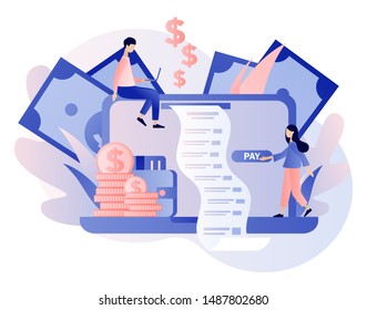 Online payment concept. Digital bill. Modern flat cartoon style. Vector illustration