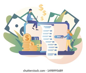 Online payment concept. Digital bill. Modern flat cartoon style. Vector illustration