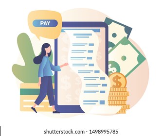 Online payment concept. Digital bill. Modern flat cartoon style. Vector illustration